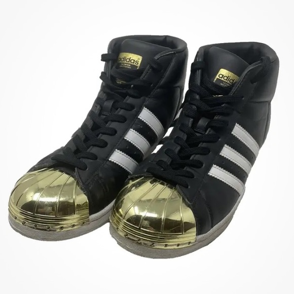 Adidas Woman’s 6.5 Pro Model Sneakers Black Gold Toe Rare BB2130 Jeremy Scott - Picture 10 of 12